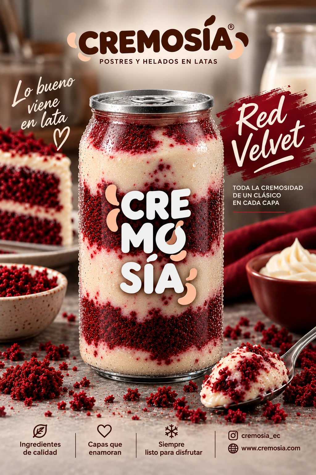Referencia de postre helado CREMOSÍA sabor Red Velvet